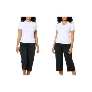 Joy Collection Women's Two Performance Tees w/ Headband White - Regular